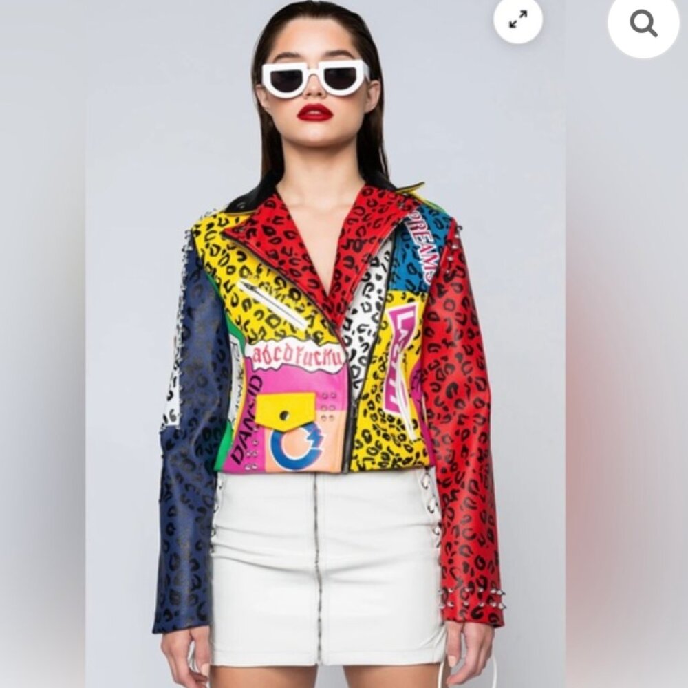 VINTAGE "Azalea Wang" Biker Jacket / Rock star jacket - Size: 3X